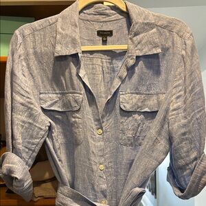 Talbots Soft Blue Linen Midi Dress